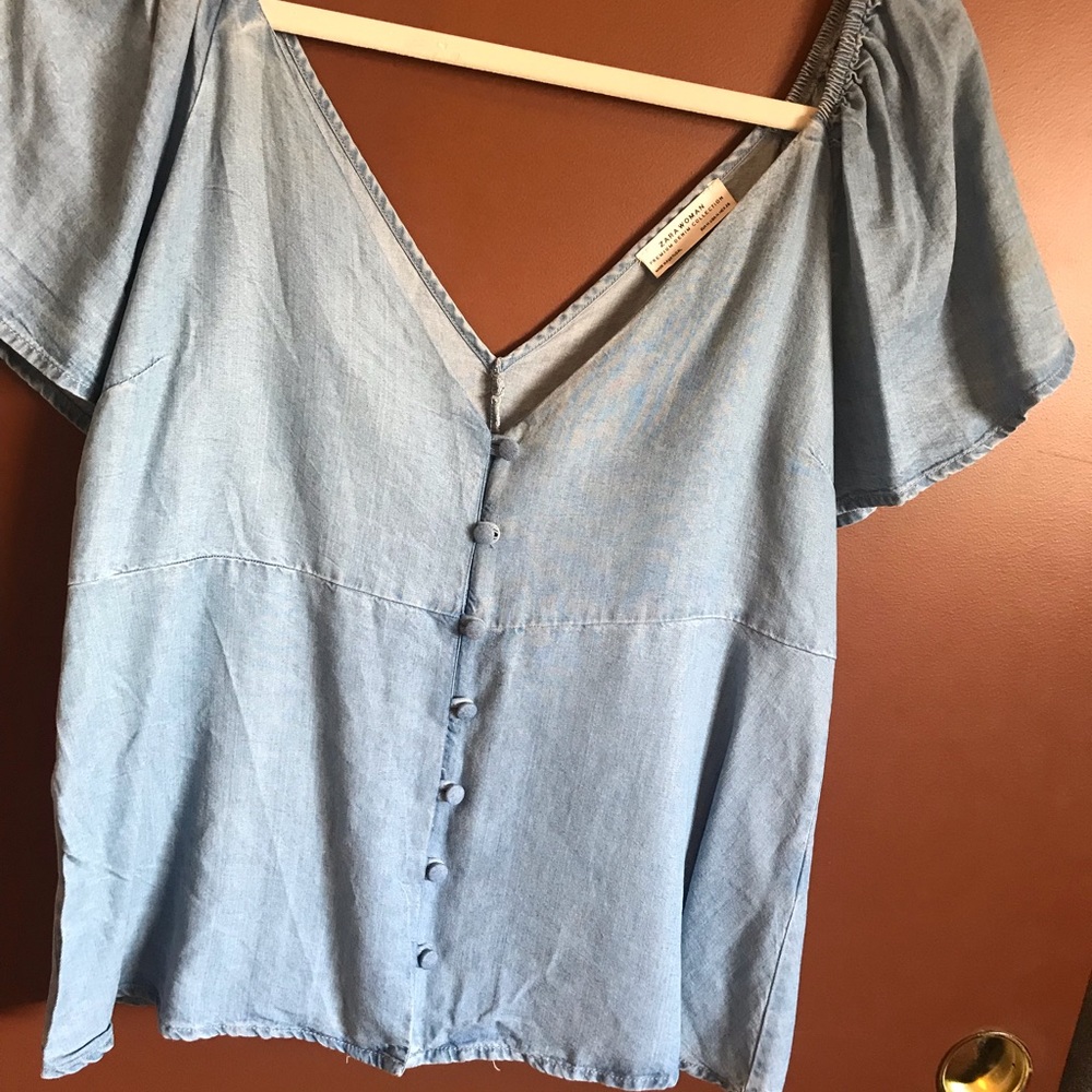 Zara Denim Short Sleeve